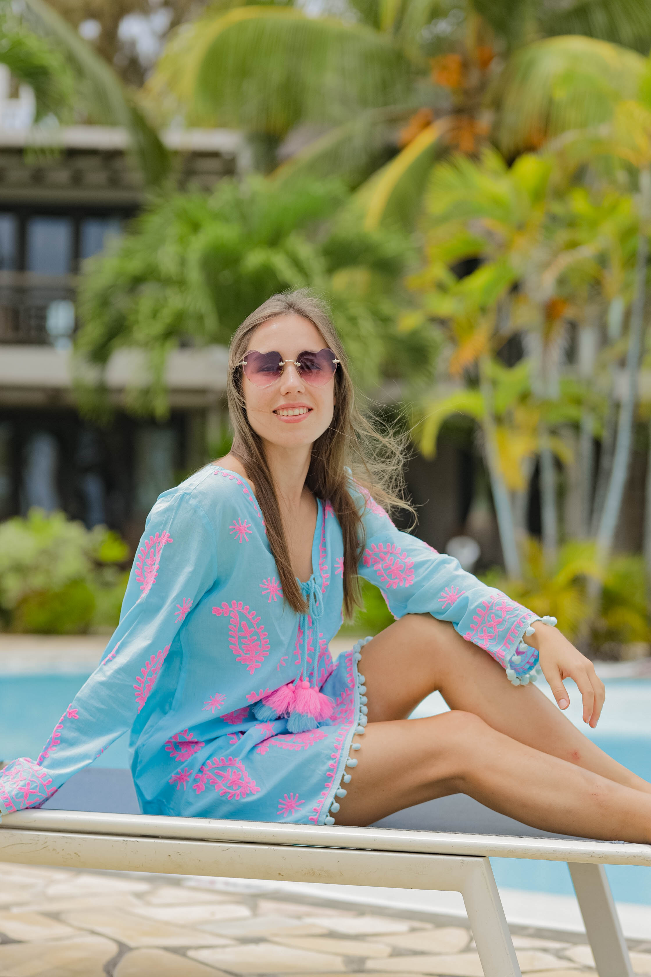 Blue Kaftan Cover-Up Dress
